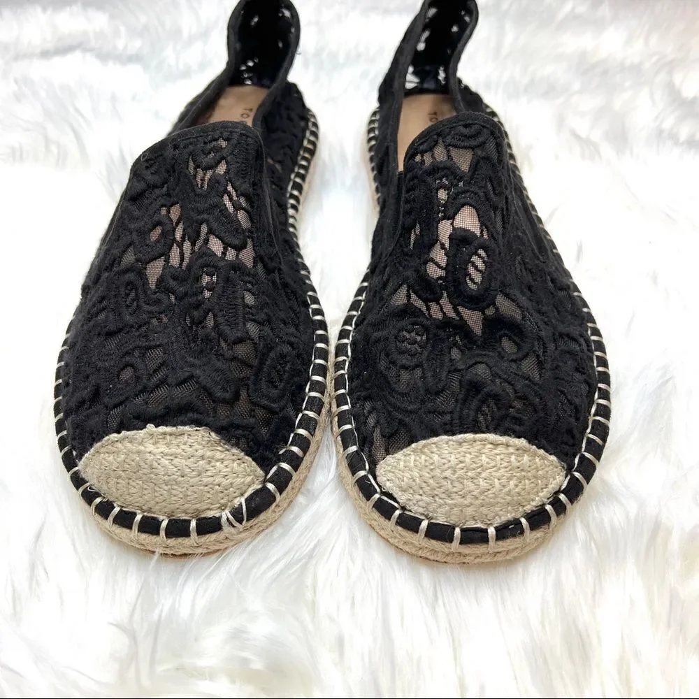 Torrid Black Lace Espadrille Flat 11.5W slip on Wide
